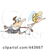 Royalty Free RF Clip Art Illustration Of A Cartoon Bride Dragging Her Groom by toonaday