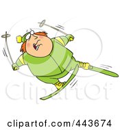 Poster, Art Print Of Cartoon Fat Man Skiing