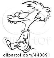 Royalty Free RF Clip Art Illustration Of A Cartoon Black And White Outline Design Of A Walking Doofus