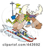 Poster, Art Print Of Cartoon Moose Skiing Downhill