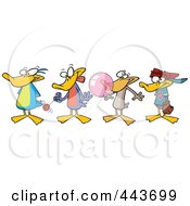 Poster, Art Print Of Cartoon Ducks In A Row