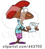Cartoon Woman Holding A Past Due Bill