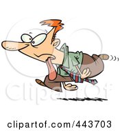 Cartoon Drooling Businessman Running