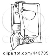 Royalty Free RF Clip Art Illustration Of A Cartoon Black And White Outline Design Of A Male Driver