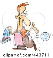 Royalty Free RF Clip Art Illustration Of A Cartoon Happy Man Drying The Dishes by toonaday