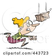Cartoon Woman Catching A Fragile Package
