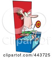 Royalty Free RF Clip Art Illustration Of A Cartoon Man Above A Dunk Tank by toonaday