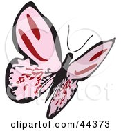 Clipart Illustration Of A Fluttering Pink Butterfly Flying Up And Right