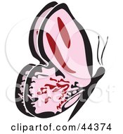 Clipart Illustration Of A Fluttering Pink Butterfly Flying Right by Frisko