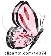 Poster, Art Print Of Fluttering Pink Butterfly Flying Right