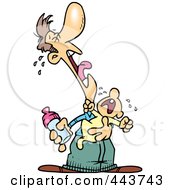 Royalty Free RF Clip Art Illustration Of A Cartoon Father And Baby Crying A Duet