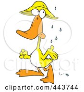 Poster, Art Print Of Cartoon Duck In The Rain