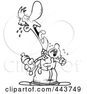Royalty Free RF Clip Art Illustration Of A Cartoon Black And White Outline Design Of A Father And Baby Crying A Duet