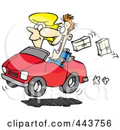 Poster, Art Print Of Cartoon Couple In A Car Dropping Packages