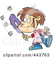 Royalty Free RF Clip Art Illustration Of A Cartoon Happy Boy Dusting