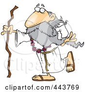Cartoon Druid Man Carrying A Stick
