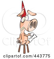 Cartoon Pig Wearing A Dunce Hat