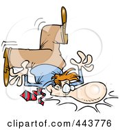 Poster, Art Print Of Cartoon Clumsy Businessman Falling On His Face