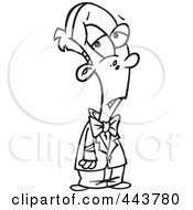 Poster, Art Print Of Cartoon Black And White Outline Design Of A Dressed Up Boy