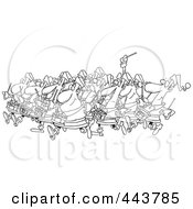 Poster, Art Print Of Cartoon Black And White Outline Design Of Drummers Drumming