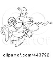 Poster, Art Print Of Cartoon Black And White Outline Design Of A Duck With Tape