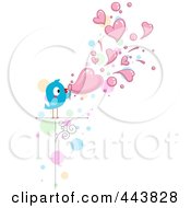 Poster, Art Print Of Love Bird Blowing Heart Bubbles
