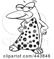 Royalty Free RF Clip Art Illustration Of A Cartoon Black And White Outline Design Of A Fashionable Penguin