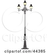 Clipart Illustration Of A Triple Bulb Wrought Iron Street Lamp by Frisko