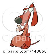 Royalty Free RF Clip Art Illustration Of A Cartoon Fat Wiener Dog Eating A Donut by toonaday