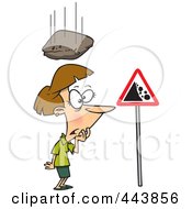 Royalty Free RF Clip Art Illustration Of A Cartoon Rock Falling Down On A Woman by toonaday