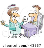 Poster, Art Print Of Cartoon Nurse Giving A Patient Medication