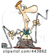 Royalty Free RF Clip Art Illustration Of A Cartoon Man Trying To Use Measuring Tape by toonaday
