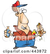 Cartoon Man With Soda And A Hot Dog
