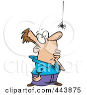 Royalty Free RF Clip Art Illustration Of A Cartoon Fascinated Man Watching A Spider by toonaday