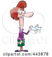 Cartoon Sad Woman Waving Farewell