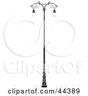 Clipart Illustration Of A Double Bulb Wrought Iron Street Lamp by Frisko
