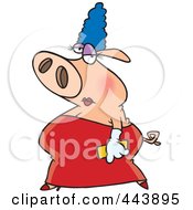 Royalty Free RF Clip Art Illustration Of A Cartoon Fancy Pig In A Dress by toonaday