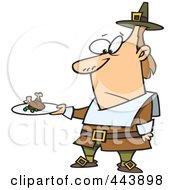 Poster, Art Print Of Cartoon Pilgrim Man Carrying A Meagre Meal