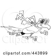 Royalty Free RF Clip Art Illustration Of A Cartoon Black And White Outline Design Of A Fast Falcon by toonaday