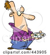 Poster, Art Print Of Cartoon Man Carrying A Meager Dinner Plate