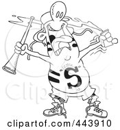 Poster, Art Print Of Cartoon Black And White Outline Design Of A Sports Fan With Body Paint