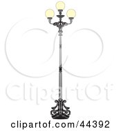 Wrought Iron Street Lamp With Three Bulbs