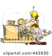 Poster, Art Print Of Cartoon Mechanic Working On A Machine