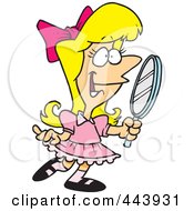 Poster, Art Print Of Cartoon Pretty Girl Holding A Mirror