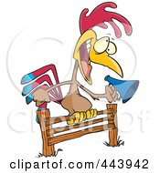 Cartoon Rooster Using A Megaphone On A Fence