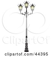 Clipart Illustration Of Three Bulb Wrought Iron Street Lamp by Frisko