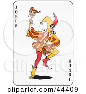 Clipart Illustration Of A Dancing Joker Playing Card by Frisko #COLLC44409-0114