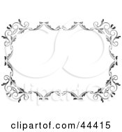 Clipart Illustration Of A Horizontal Black And White Scroll Frame Border by Frisko #COLLC44415-0114