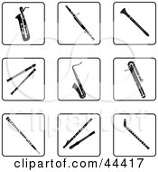 Clipart Illustration Of A Digital Collage Of Black And White Musical Instruments Icons