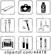 Clipart Illustration Of A Digital Collage Of Black And White First Aid Icons by Frisko